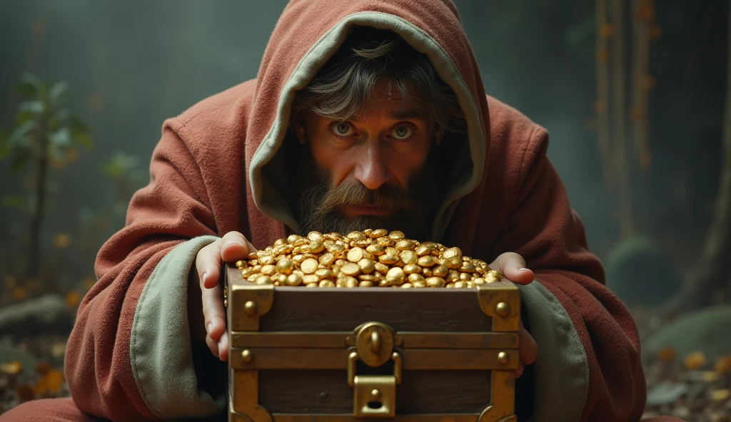 somebody desperately holding on to his treasure