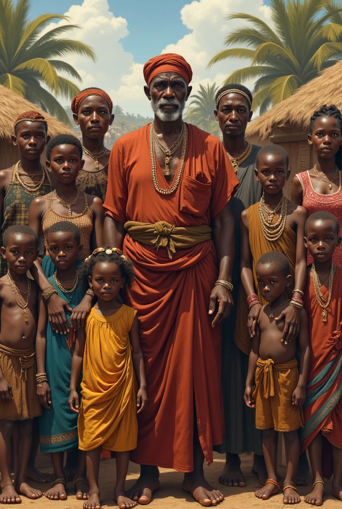 A portrait of an African man in a village whose successful with 7wifes and 20children