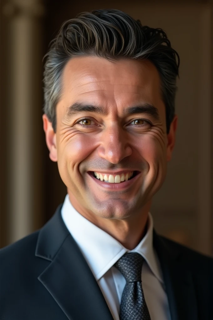 Create a realistic image of a white Bolivian politician with attractive features