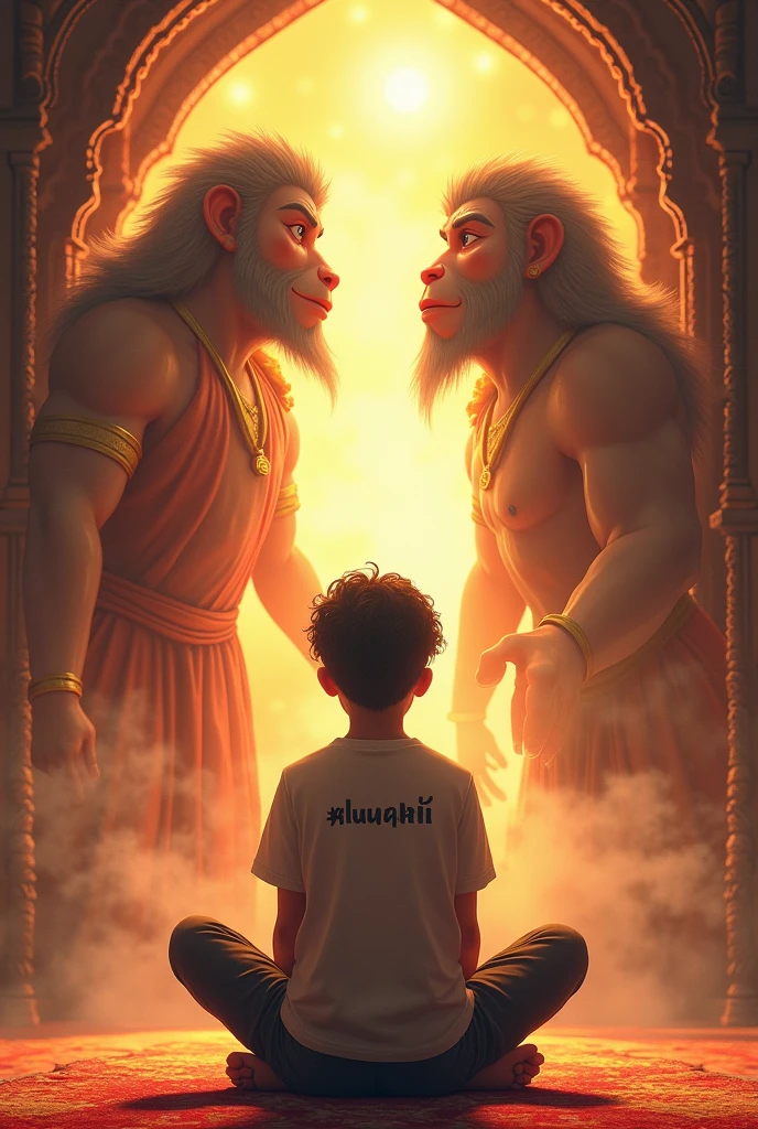 Avadh named 16 years boy sit and see at lord hanuman and lord hanuman bessed me my tshirt name is avadh