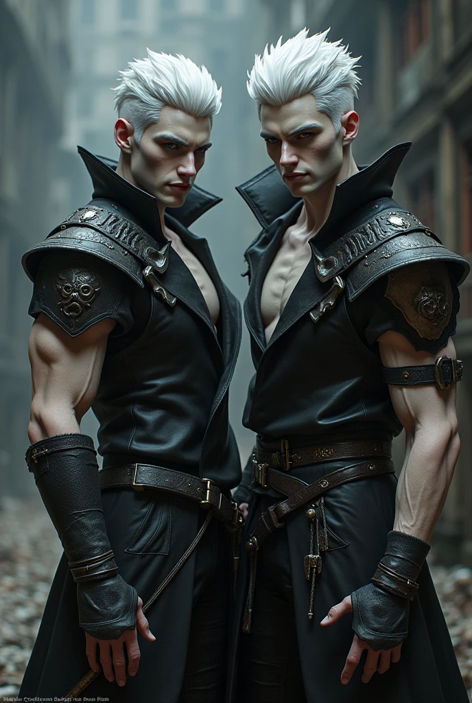 Create characters inspired by Dante from Devil May Cry with paler skin and that are Male, no tattoo