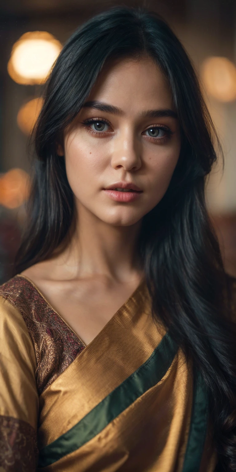 ((Best quality, 8k, Masterpiece :1.3)), 1girl, beautiful woman, (casual hairstyle,), casual wear: 1.2, interior, ultra-detailed face, delicate eyes, double eyelids, Russian, black hair, black eyes,