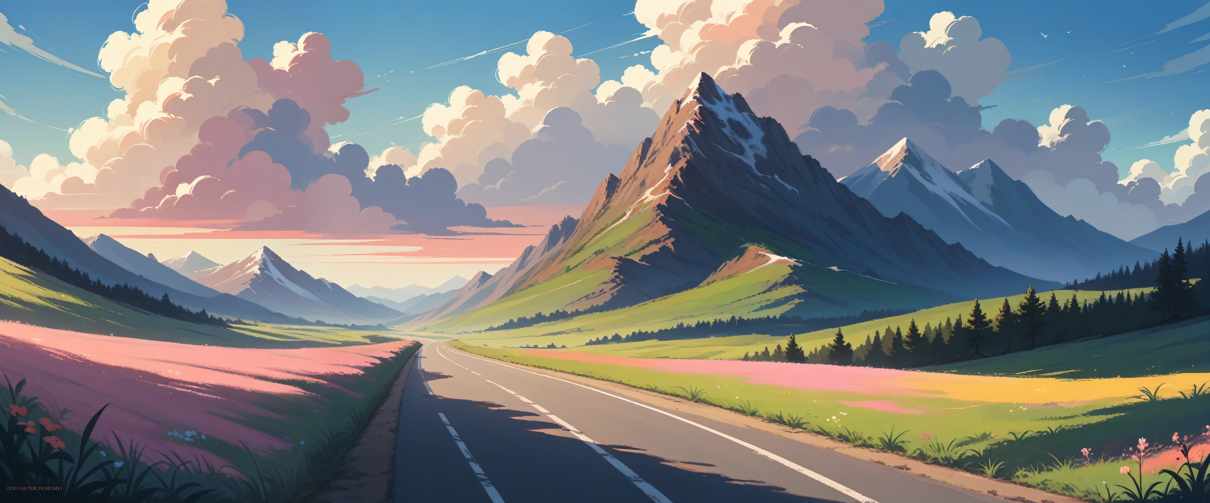 Road sky astronomy outdoors,Pastel Rainbow,landscape