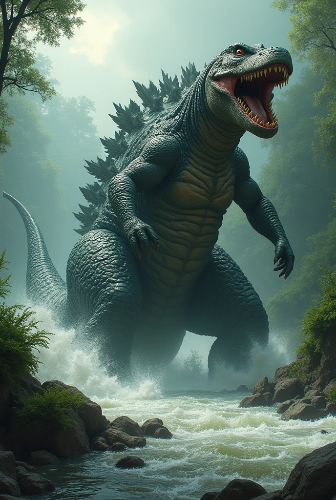 Godzilla 
and Dona sour in one animal inthe river
