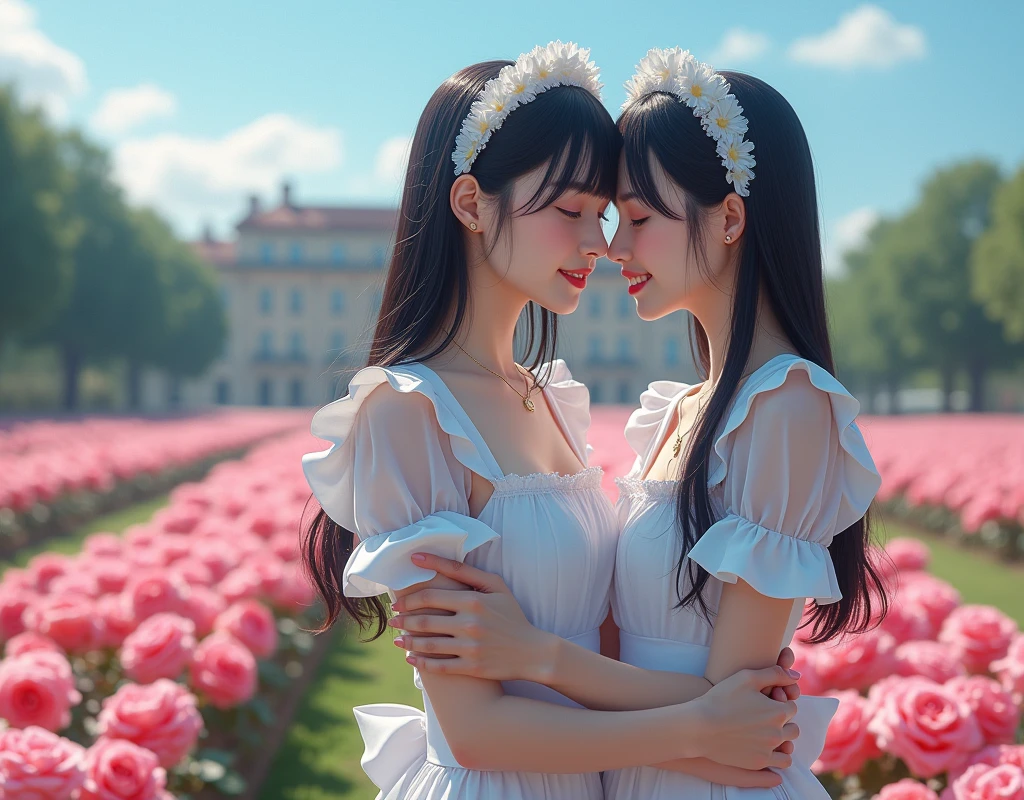 (No need to take a close-up of the subject in the center of the front), (Japanese Clone-girls=Myself), (Super Best masterpiece Clone-girls Raw Photography Art), (16K, Highest quality, Ultra-high resolution, RAW Photos), (It's so unrealistic., With unparalleled depiction, With an unfathomable sight, An unprecedented and shocking worldview, Clone-girls: In a world of mass reproduction, Ultra-realistic depiction), (Japanese girls, Sasaki Nozomi, 26yo), (Small face, Glossy dark hair, long hair, Dark Eyes, Mature face, Cute Smile), (A charming smiling face), (Very beautiful and detailed girl, Accurate body structure, Accurate body movements, Very detailed body), (Super big breasts, Large bulge of ample breasts), (orthodox maid clothes, Emphasise the fullness of your breasts), (Very detailed, Myself cloning, Depiction of splitting oneself, 1Myself girl→1,000,000,000,000,000,000,000,000,000,000Myself cloning girls), (Myself clone girlsは, With the same perfect appearance, to multiply in large numbers), (Very detailed depiction, Myself's multiplying female body, In the same female body,With the same face, With the same hairstyle, In the same clothes, At the same height, 同じSuper big breastsで, A completely indistinguishable female body, 1,000,000,000,000,000,000,000,000,000,000 people), (Myself girls only), (1,000,000,000,000,000,000,000,000,000,000Myself girls), European-style building, A vast 100ha rose garden, Scenes of doting affection between myself, Physical contact, Cute smile, A happy smile, Pleasant blue sky