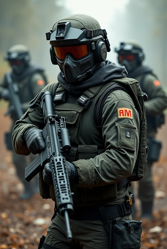 Create several images of an airsoft team called PUMA and this is written on the vest, but the name has no connection with the puma brand image size 1080x1920