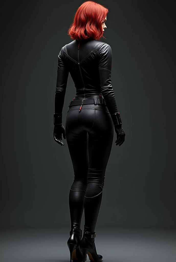 Scarlett Johansson in the Black Widow suit showing her body from behind