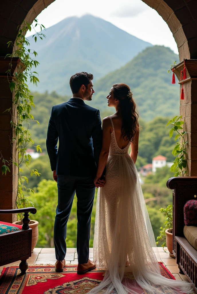 A wedding photo of a motorcycle mechanic and a psychologist in Guatemala