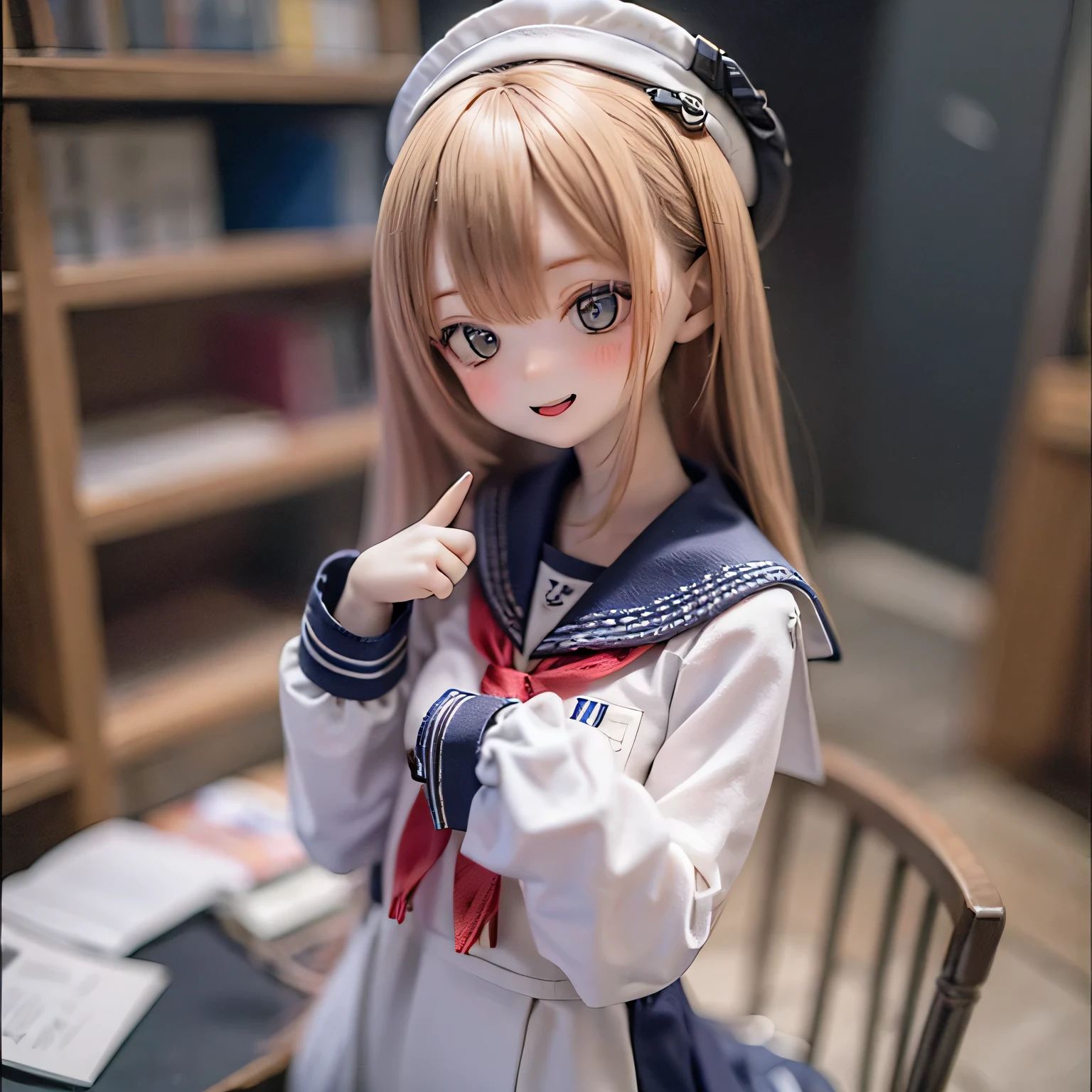 Ermine Girl((((Sailor suit))))Outstretched Hands Schoolyard、smile,