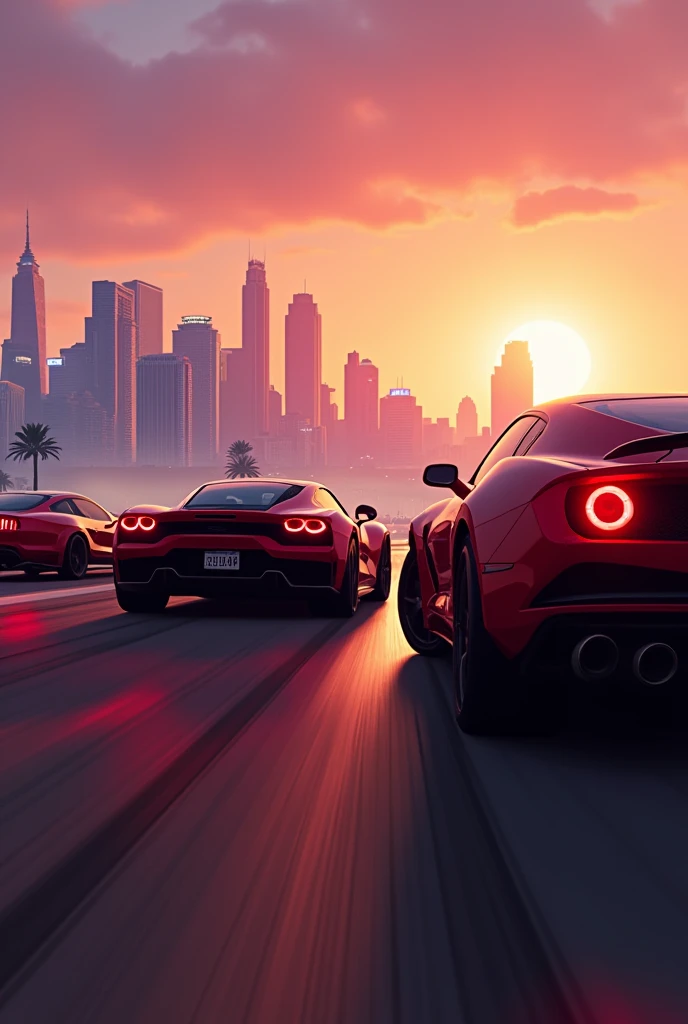 Make a cover photo for an event. The event is called: “Los Santos Racefest” which was relaunched in 2024. The game is GTA 5 Online Racing. The cover image must contain the following things:
• Suspense • Must seem interesting • Time (so start is at 8pm:00 o'clock)
• Console is PlayStation 5 Do you need more data from me