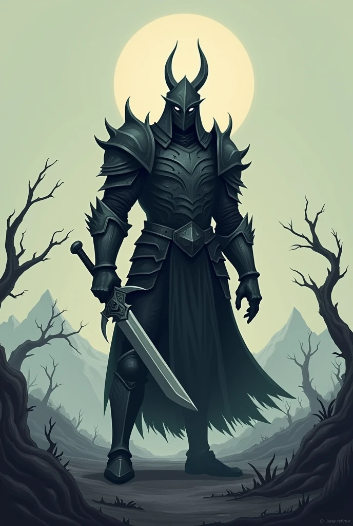 Create a warrior with the art style of the video game "hollow knight" make it lower 