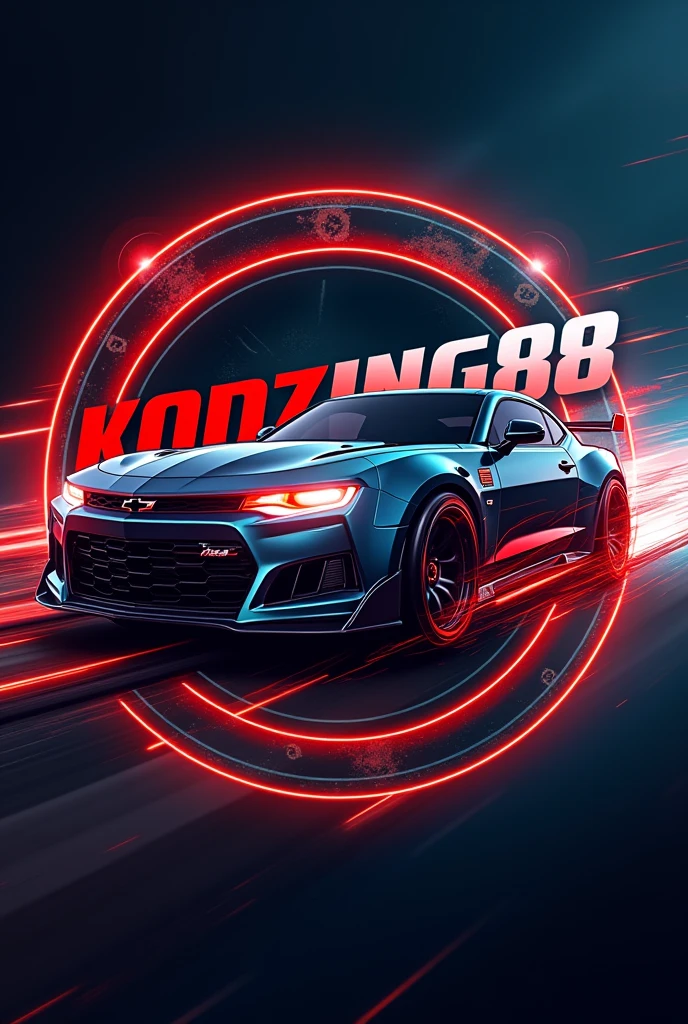 Design logo “KODZING88” related to gambling and racing car. The alphabet “KODZING88” in the middle of logo. The alphabet outstanding and more bigger. The things about gambling around like circle. All of alphabet are capital letters.