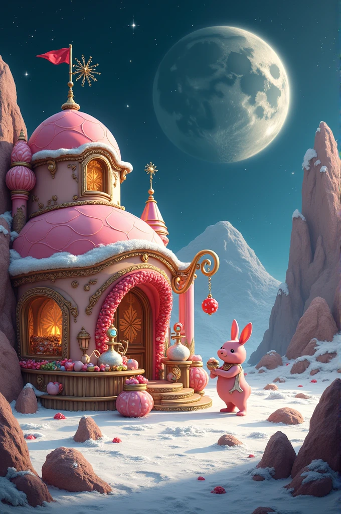 An image showing the best candy shop or cocoa show on the moon