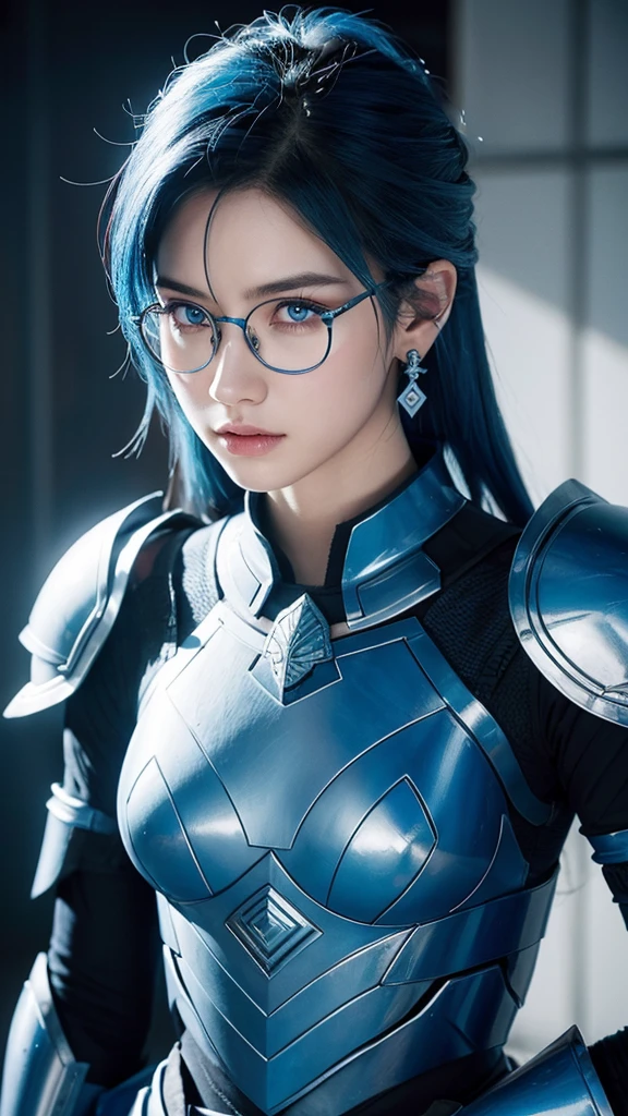 Wanlenbob、Blue Hair、Ear piercing、Blue Eyes、Blue armor with geometric patterns、Big Sword、Summit、cumulonimbus、Dragon、Well-balanced arrangement High resolution, masterpiece, Anatomically correct, 最高quality, High detail, High-resolution model, quality, 高quality, Very detailed, Retina, Ultra high definition, Textured skin, accurate, 8k octane, C4D, 