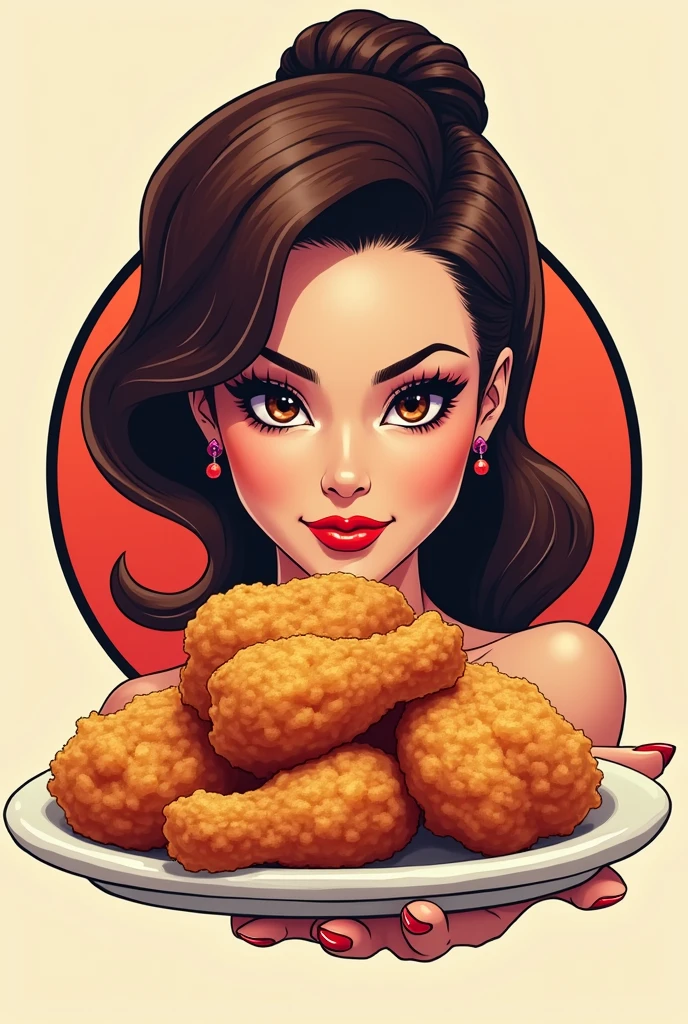 Fried chicken logo with a women 


