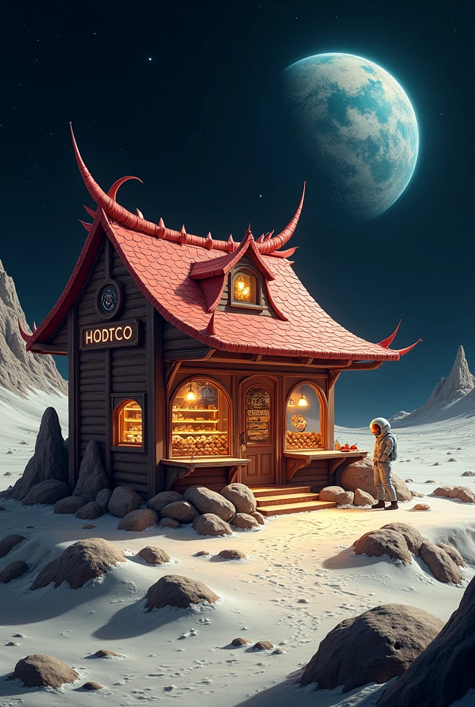An image showing the best chocolate shop on the moon
