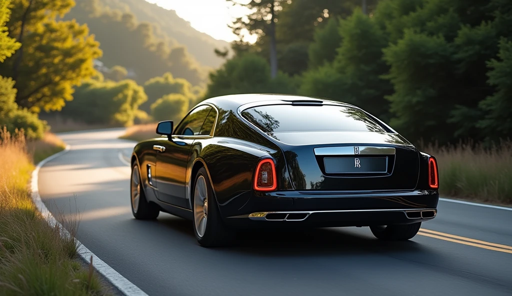 Um carro Rolls-Royce Sweptail muito bonito em uma estrada