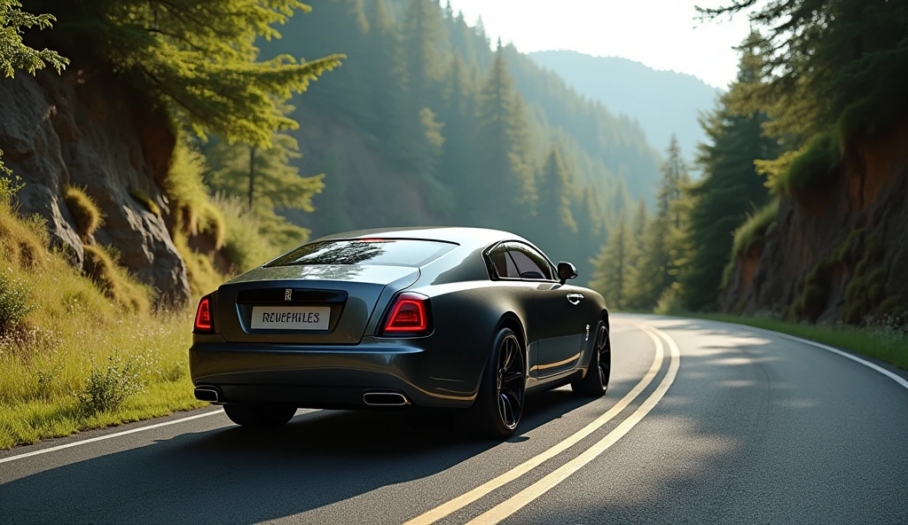 Um carro Rolls-Royce Sweptail muito bonito em uma estrada