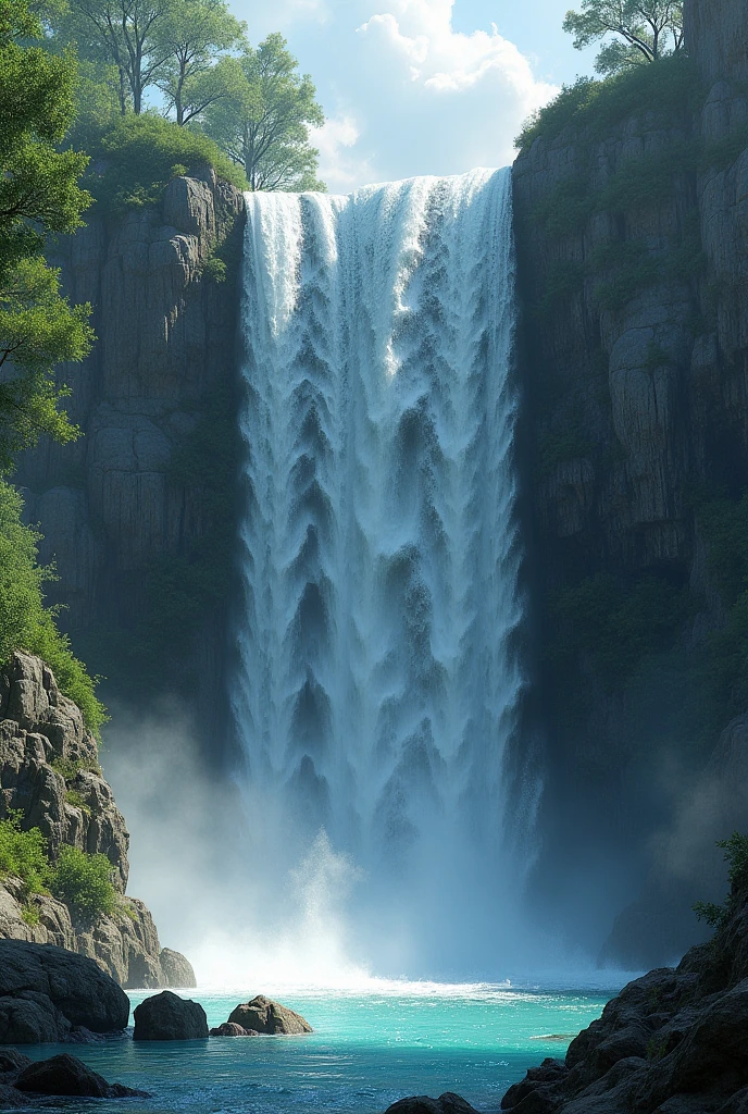 Make a waterfall with the names Calebe and Rauanne