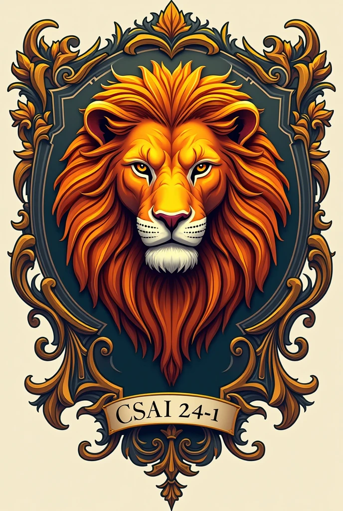 complex emblem with orange lion head and below with inscription-CSAI-24-1