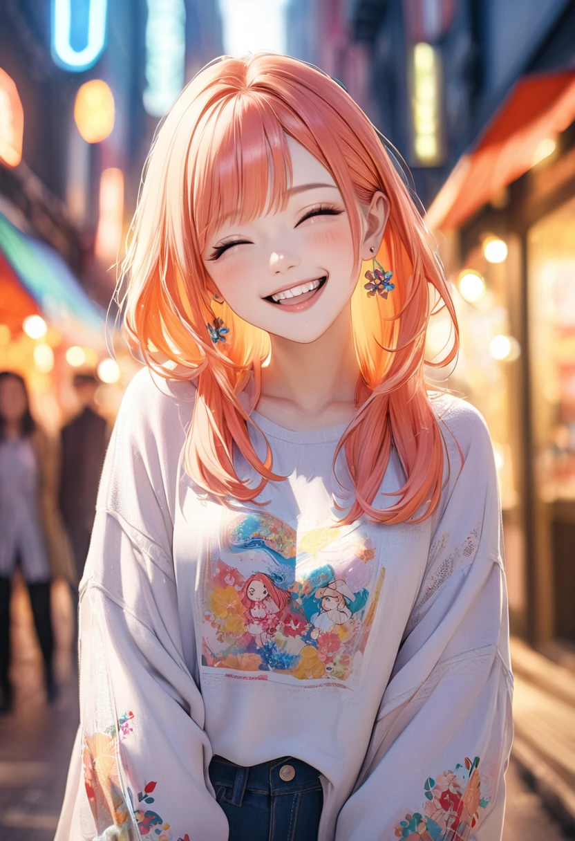 Always-detailed face, ((Open your eyes)), cute, Vibrant colors, Soft natural light, Bokeh effect. clothing(one piece)､(((ear))), Professional photography, Street Snapshots, Vibrant colors, (smile, Laughter),from the front