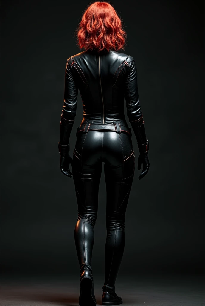Scarlett Johansson in the Black Widow suit showing her body from behind