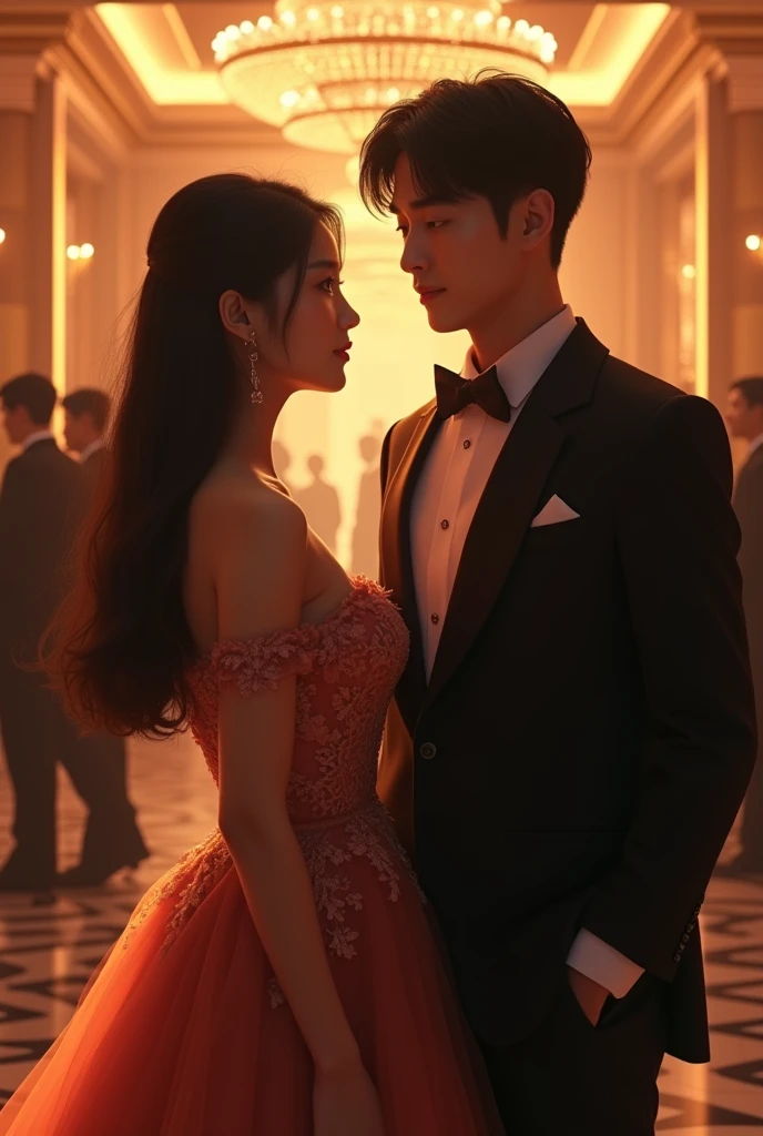 Kim jiwon (female) and Kim soohyun (male) is attending the hotel’s anniversary party. They are only friends