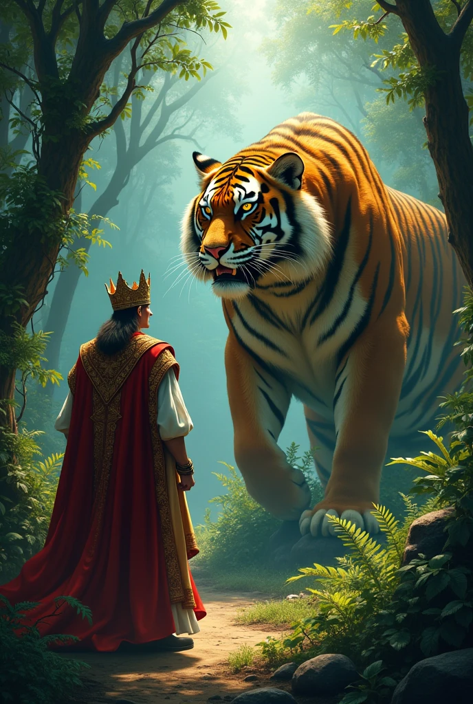 Deep in the jungle, the king was attacked by a tiger who had to confess