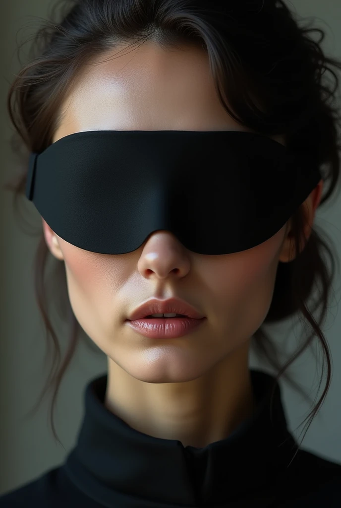 A woman wearing an eye mask。
Eye mask is black、
Cover your eyes too