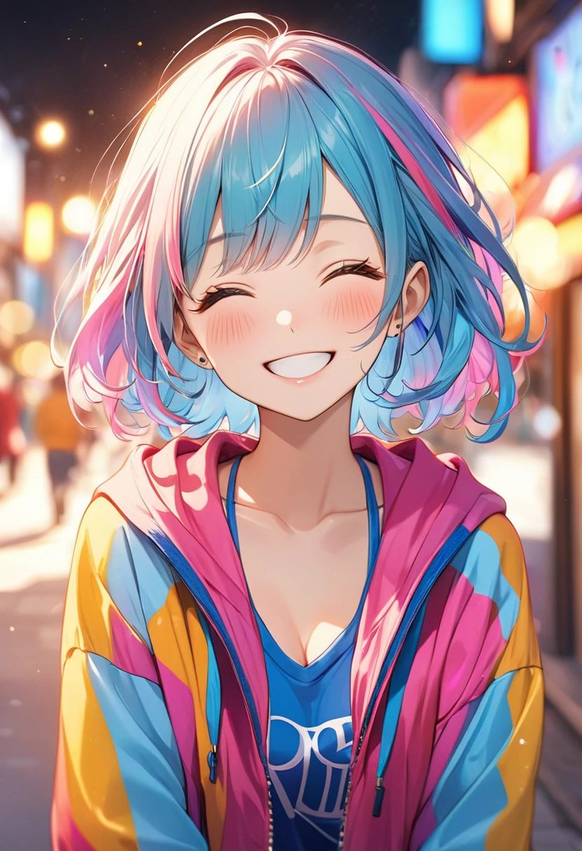 Always-detailed face, ((Open your eyes)), cute, Vibrant colors, Soft natural light, Bokeh effect. clothing(one piece)、(((ear))), Professional photography, Street Snapshots, Vibrant colors, (smile, Laughter),from the front