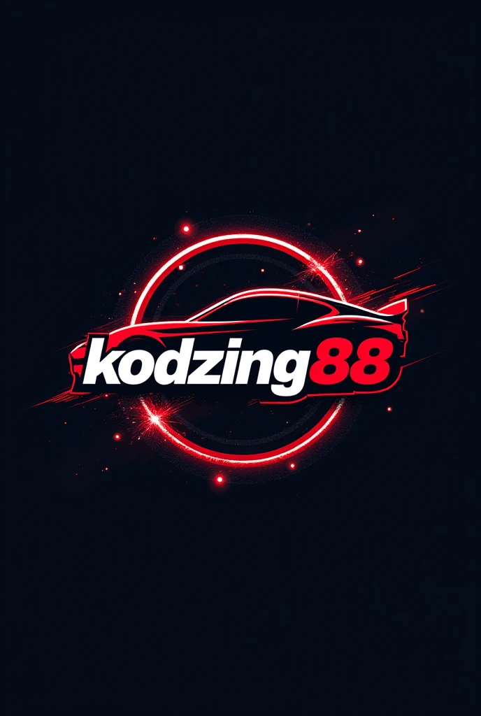 Design logo “KODZING88” related to gambling and racing car. The alphabet “KODZING88” in the middle of logo. The alphabet outstanding and more bigger. The things about gambling around like circle behind the letters. The alphabet K is capital letters. The letters are outstanding then anything.