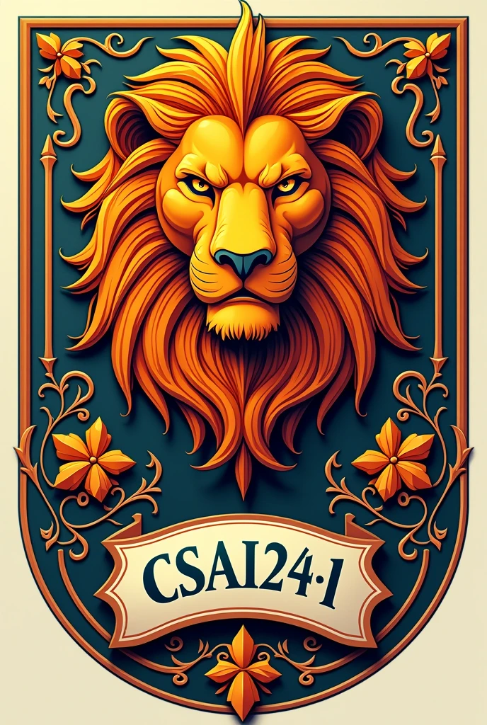 complex emblem with orange lion head and below with inscription-CSAI-24-1