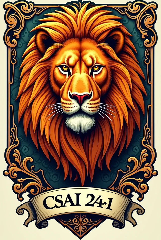 complex emblem with orange lion head and below with inscription-CSAI-24-1