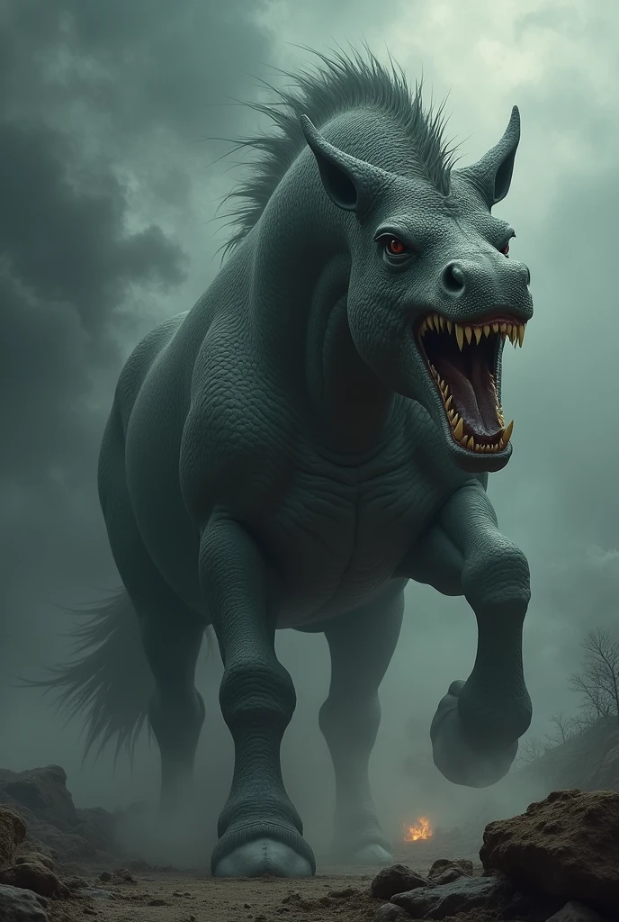 Horse+ snake make a different animal looking dangerous and full anger look