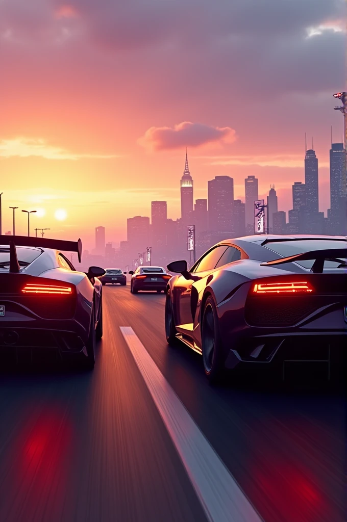 Make a cover photo for an event. The event is called: “Los Santos Racefest” which was relaunched in 2024. The game is GTA 5 Online Racing. The cover image must contain the following things:
• Suspense • Must seem interesting • Time (so start is at 8pm:00 o'clock)
• Console is PlayStation 5 Do you need more data from me