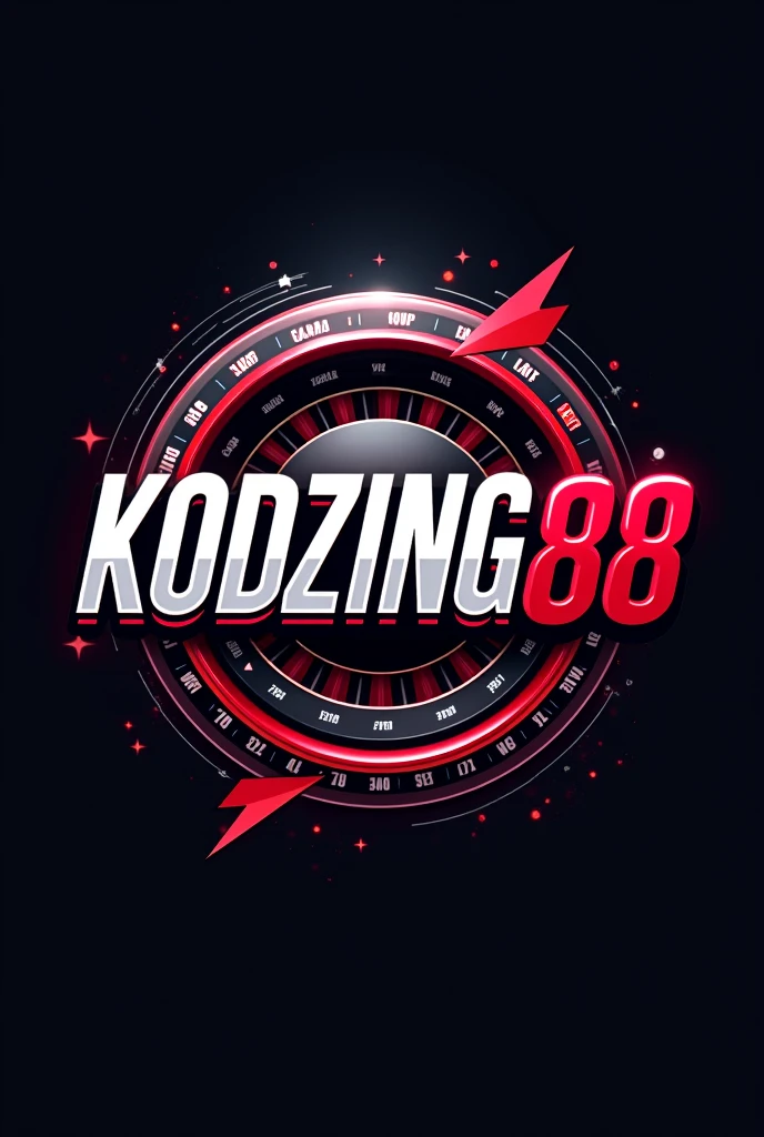 Design logo “KODZING88” related to gambling and racing car. The alphabet “KODZING88” in the middle of logo. The alphabet outstanding and more bigger. The things about gambling around like circle behind the letters. All of alphabet are capital letters. The letters are outstanding than anything.