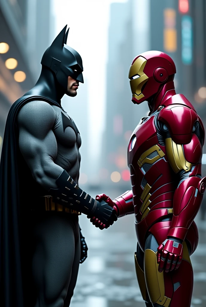 Batman and Ironman shaking hands