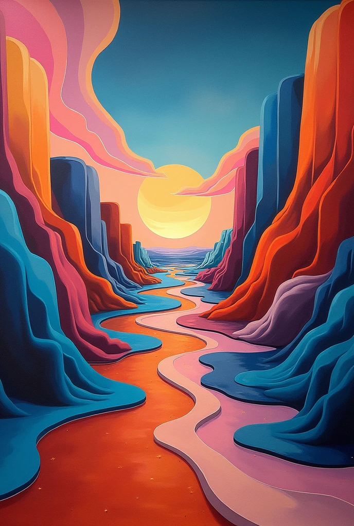 Make an mural art mixed with random shapes
Optical illusion and make it like an art in landscape