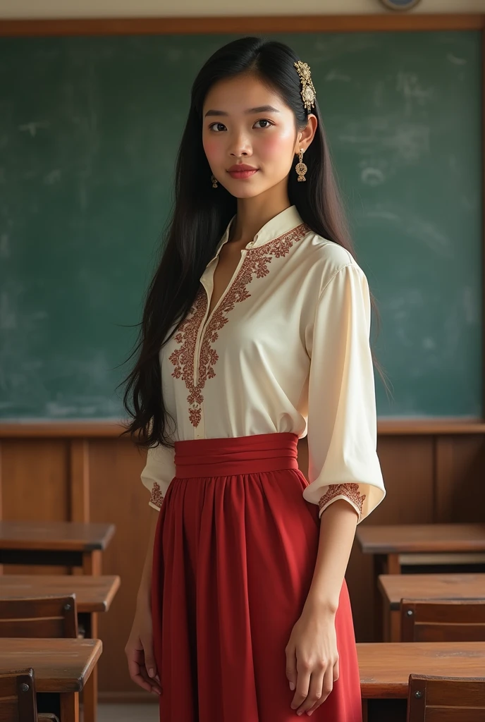 myanmar teacher outfit with pretty ass
