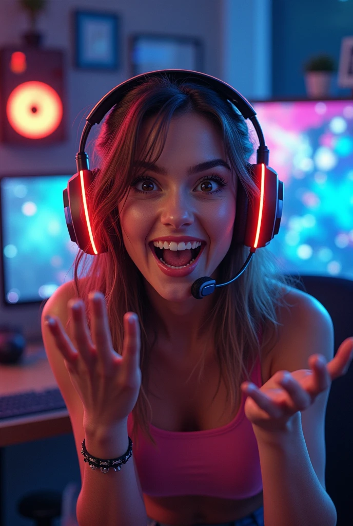 (photorealism:1.5) draw a streamer girl