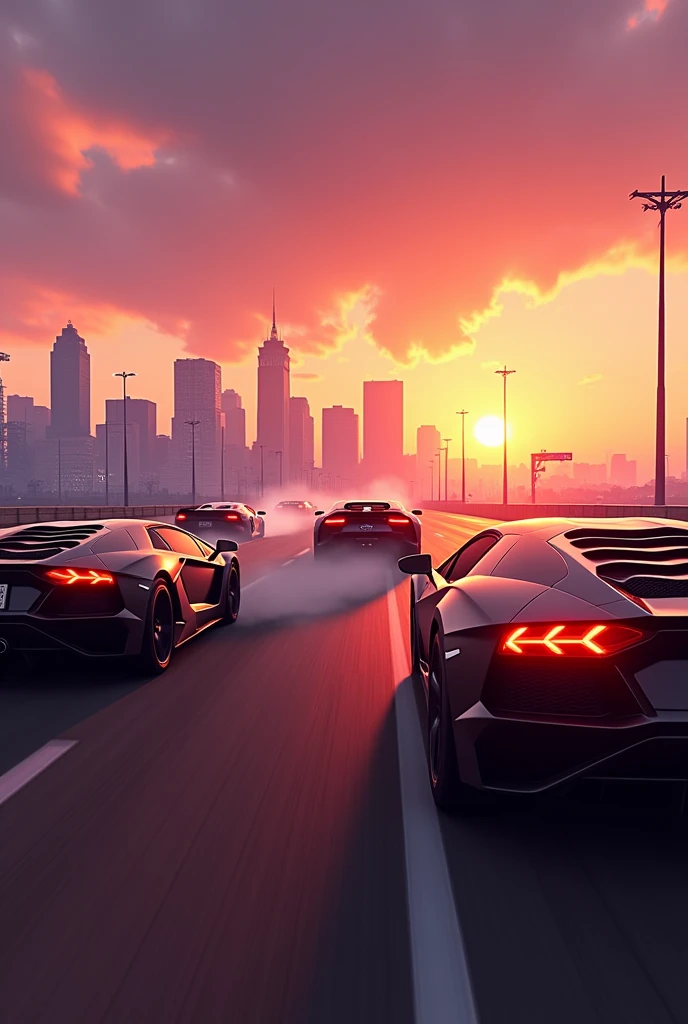 Make a cover photo for an event. The event is called: “Los Santos Racefest” which was relaunched in 2024. The game is GTA 5 Online Racing. The cover image must contain the following things: 
• Suspense • Must seem interesting • Time (so start is at 8pm:00 o&#39;clock)
• Console is PlayStation 5 Do you need more data from me