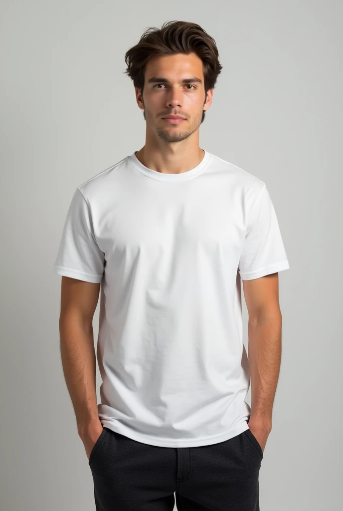 a normal man standing with a t-shirt mockup