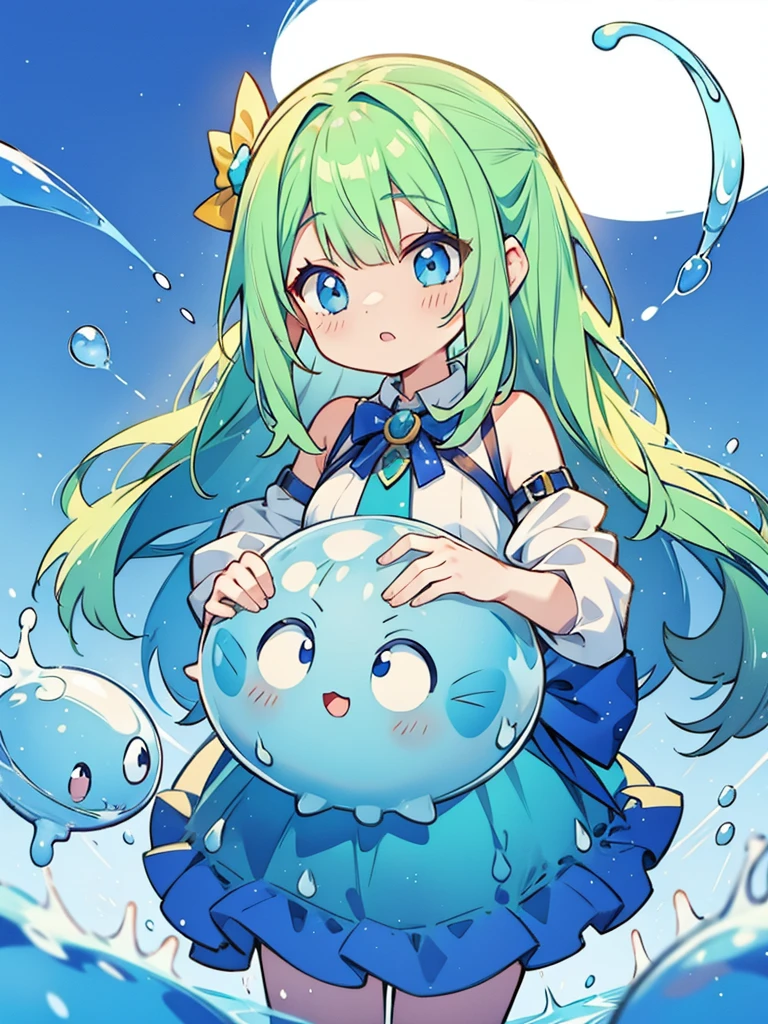 masterpiece, highest quality、Medium wide shot、1. A woman with beautiful eyes、laughing、Slime、slime、
