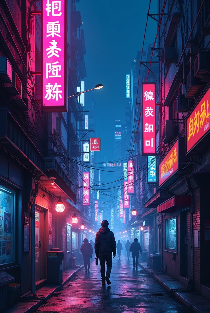 painting of a night city street with tokyo inspired neon signs using lots of pink and blue, inspired by Liam Wong, craig mullins style, by Liam Wong, cyberpunk street, with influence of jeremy mann, by Nick Fudge, in a cyberpunk setting, james gurney painting style, style of jeremy mann, craig mullins nekro, jeremy mann painting, cyberpunk street goon, craig mullins dark key