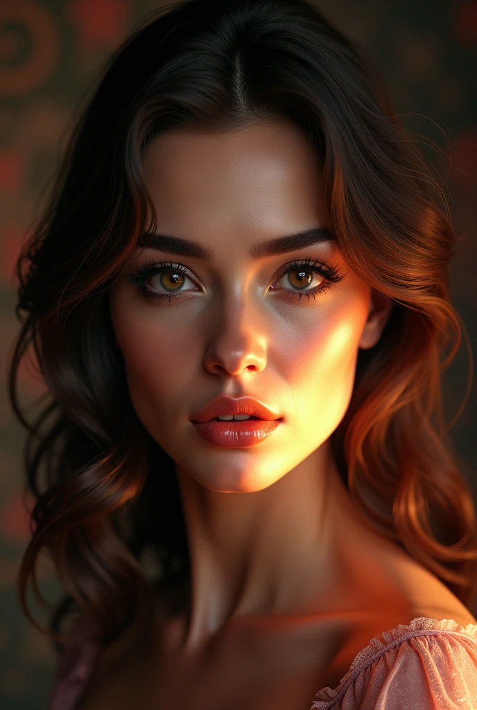 beautiful detailed eyes, beautiful detailed lips, extremely detailed eyes and face, long eyelashes, cinematic portrait, voluptuous Caucasian woman, oil painting, hyperrealistic, dramatic lighting, high contrast, rich colors, cinematic composition, elegant, sensual, photorealistic, 8k, best quality, masterpiece