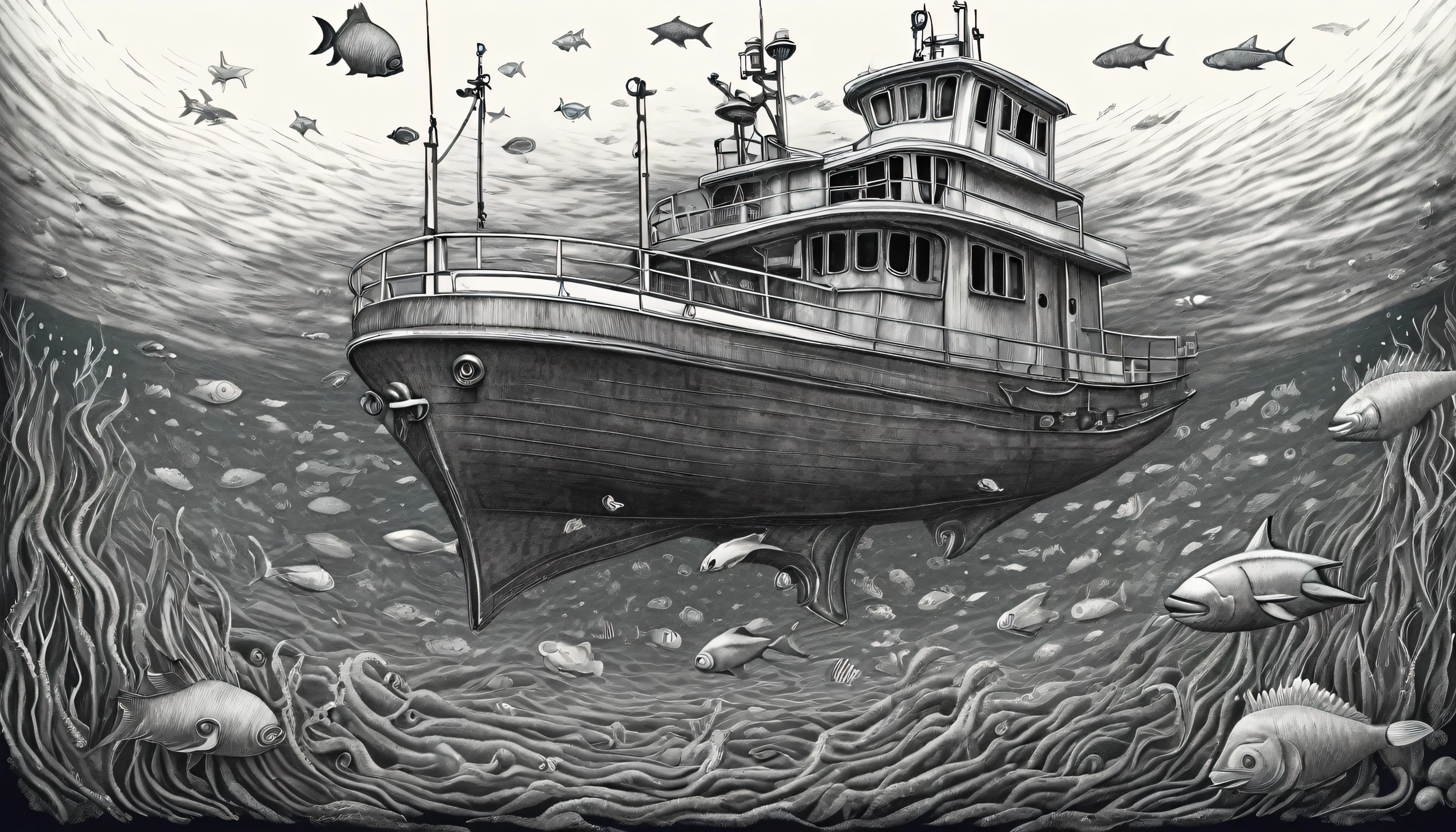 deep sea、Pencil drawing style