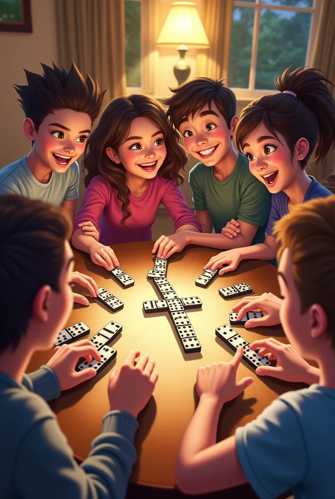 I want to create an image where dominoes are being played and on the cover it says: &#39;LET&#39;S GO DOMINO&#39;