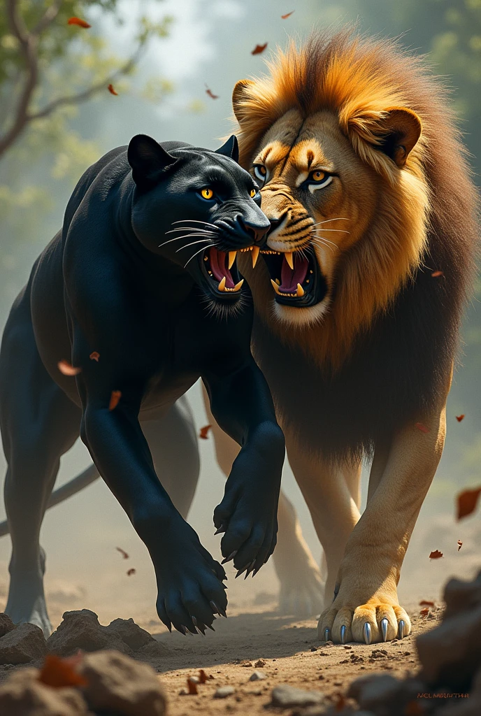 black panther vs lion fight and lion won