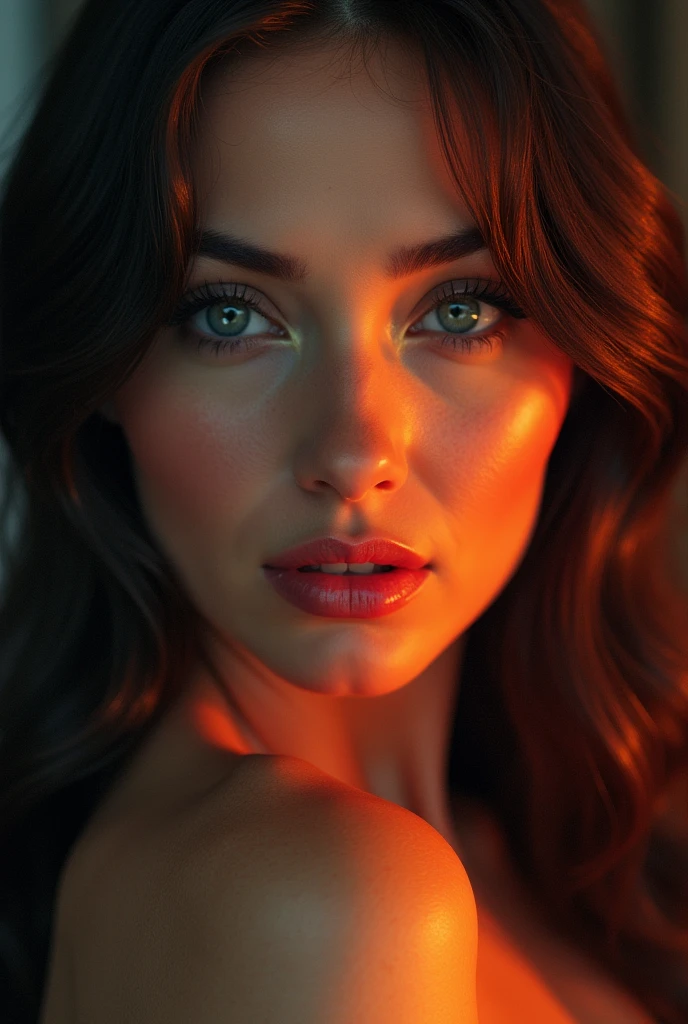 beautiful detailed eyes, beautiful detailed lips, extremely detailed eyes and face, long eyelashes, cinematic portrait, voluptuous Caucasian woman, oil painting, hyperrealistic, dramatic lighting, high contrast, rich colors, cinematic composition, elegant, sensual, photorealistic, 8k, best quality, masterpiece