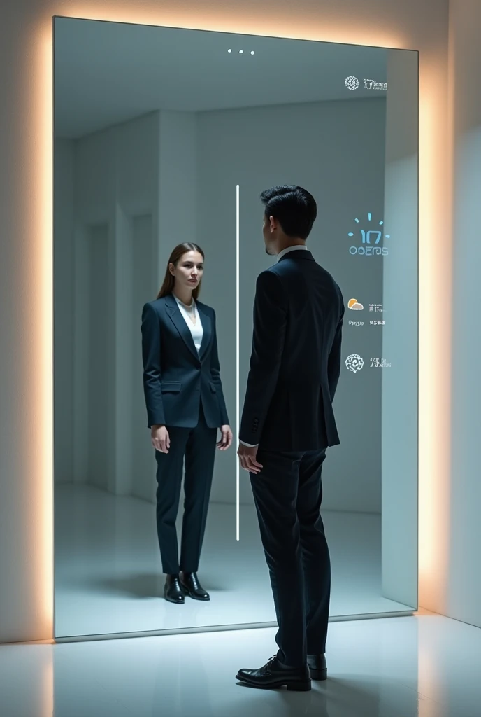 Create a smart mirror image with a person in front
